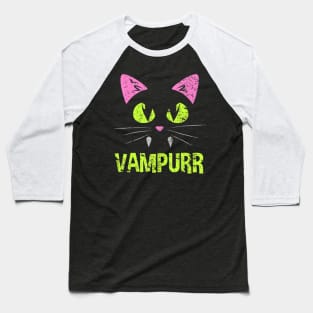 HALLOWEEN SCARY CAT VAMPIRE VAMPURR WOMEN GIRL Baseball T-Shirt